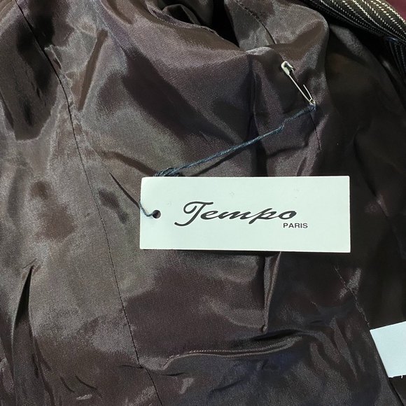 NWT Tempo Paris Blazer Brown Pinstripe with beautiful Floral Accent Size 2 - Picture 5 of 7
